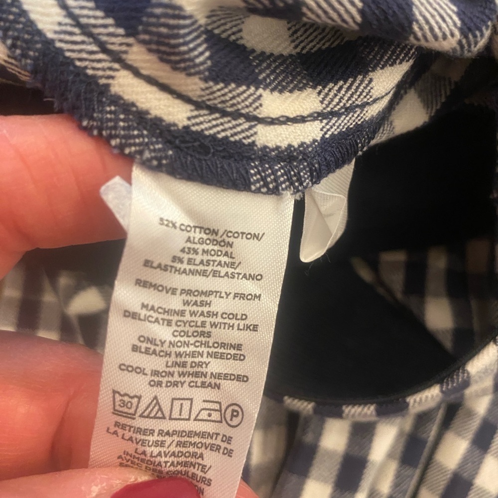 Ann Taylor Women’s Gingham Checkered Pants Elastic Waist Size 0 blue white - Picture 4 of 12